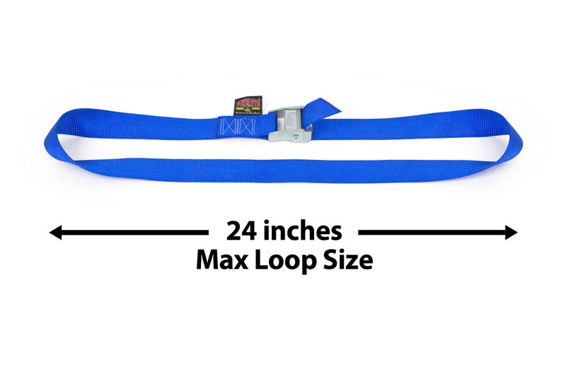 PowerTye Heavy-Duty Lashing Straps - 1.5in x 4ft Cam Buckle Continuous Loop Strap (no Hooks)  Made in USA for Motorcycle  ATV  Cargo  Coolers and RV Battery - 300 lb Working Load Limit  Blue (2-Pack) - Image 3